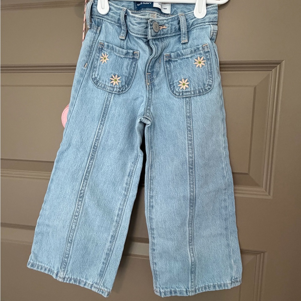 Old Navy Light Blue Kids Jeans with Floral Embroidery